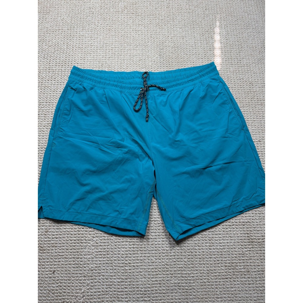 Rhone Mens Athletic Recycled Nylon Stretch Drawstring Shorts Blue Teal XL
